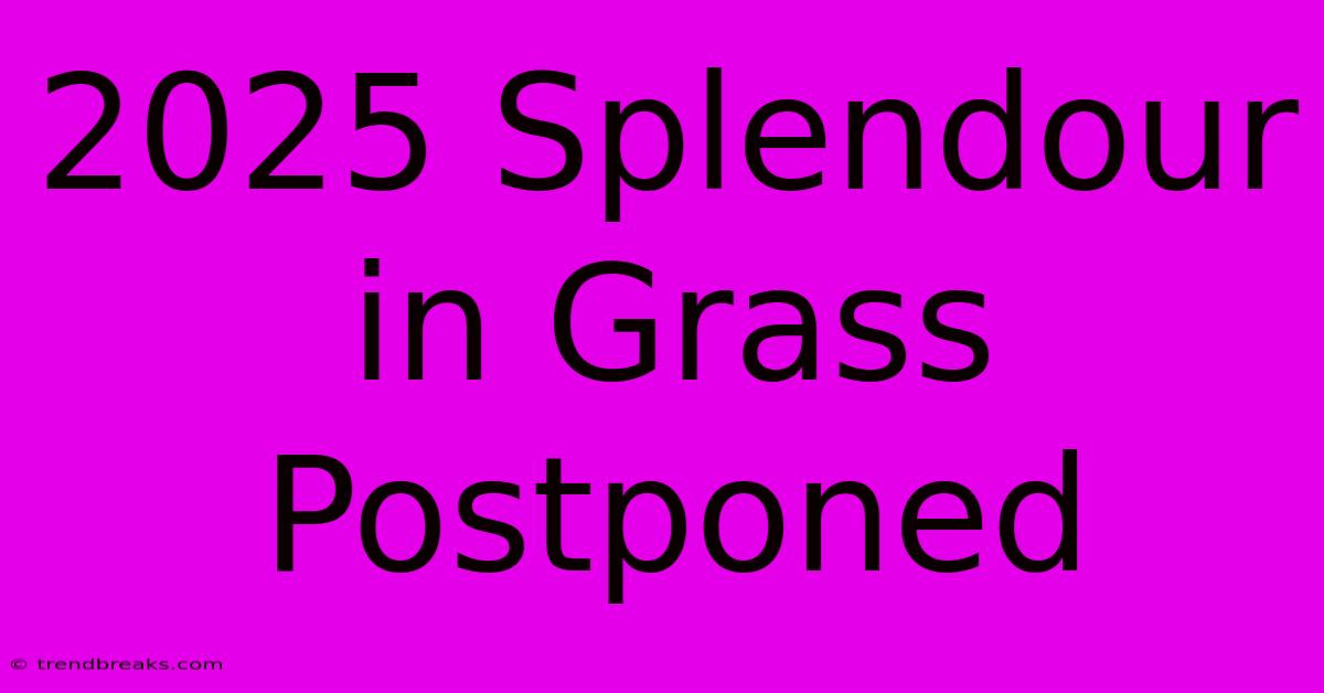 2025 Splendour In Grass Postponed