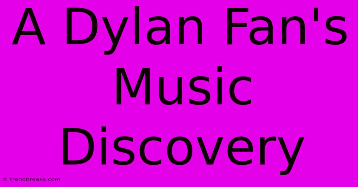 A Dylan Fan's Music Discovery