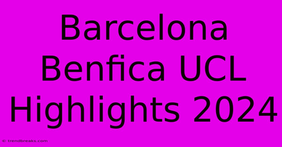 Barcelona Benfica UCL Highlights 2024