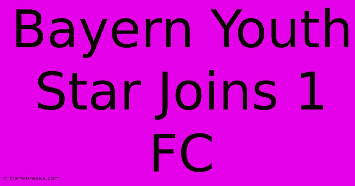 Bayern Youth Star Joins 1 FC