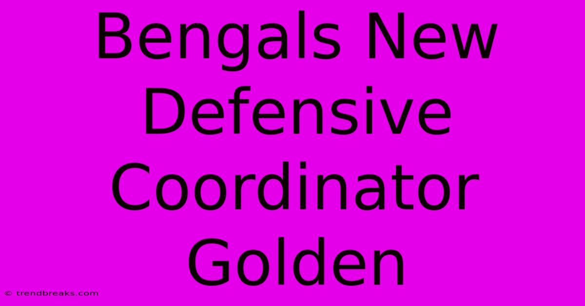 Bengals New Defensive Coordinator Golden