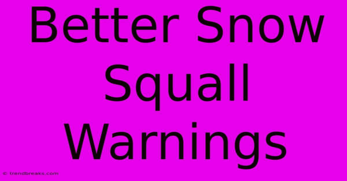 Better Snow Squall Warnings