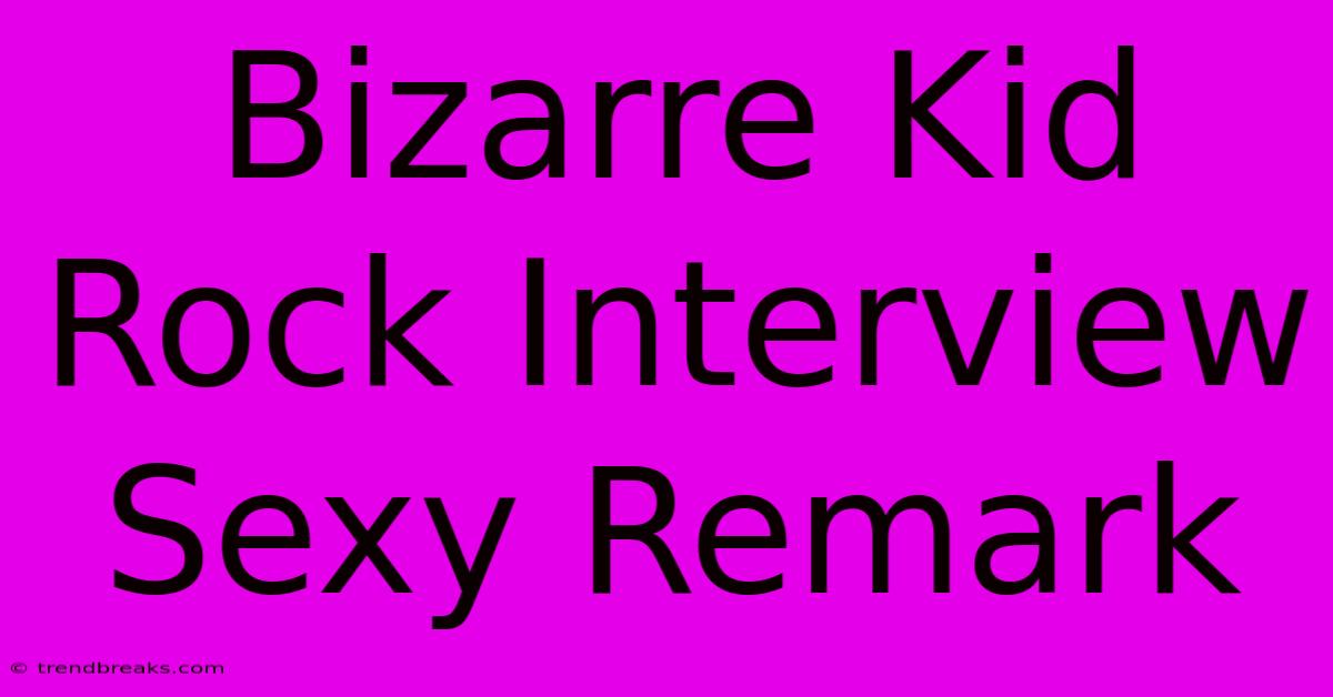 Bizarre Kid Rock Interview Sexy Remark