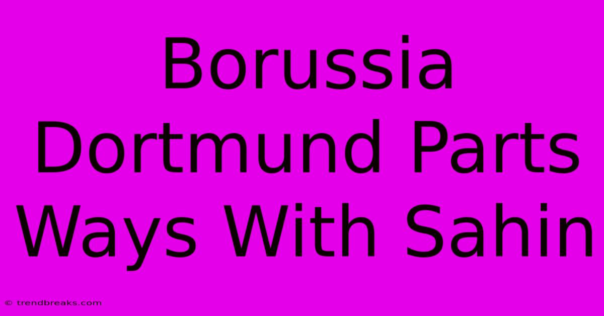 Borussia Dortmund Parts Ways With Sahin