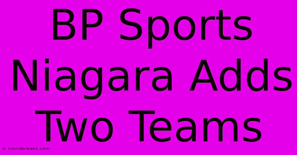 BP Sports Niagara Adds Two Teams