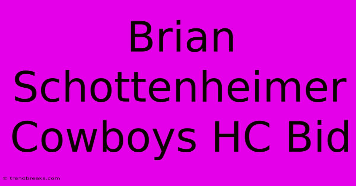 Brian Schottenheimer Cowboys HC Bid