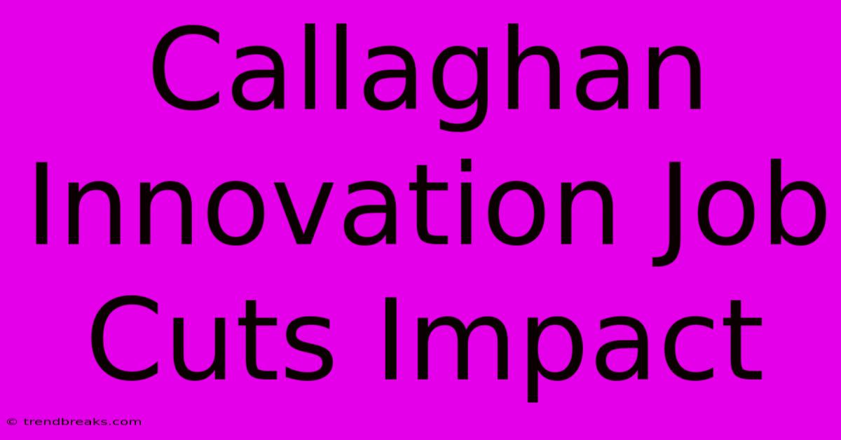 Callaghan Innovation Job Cuts Impact