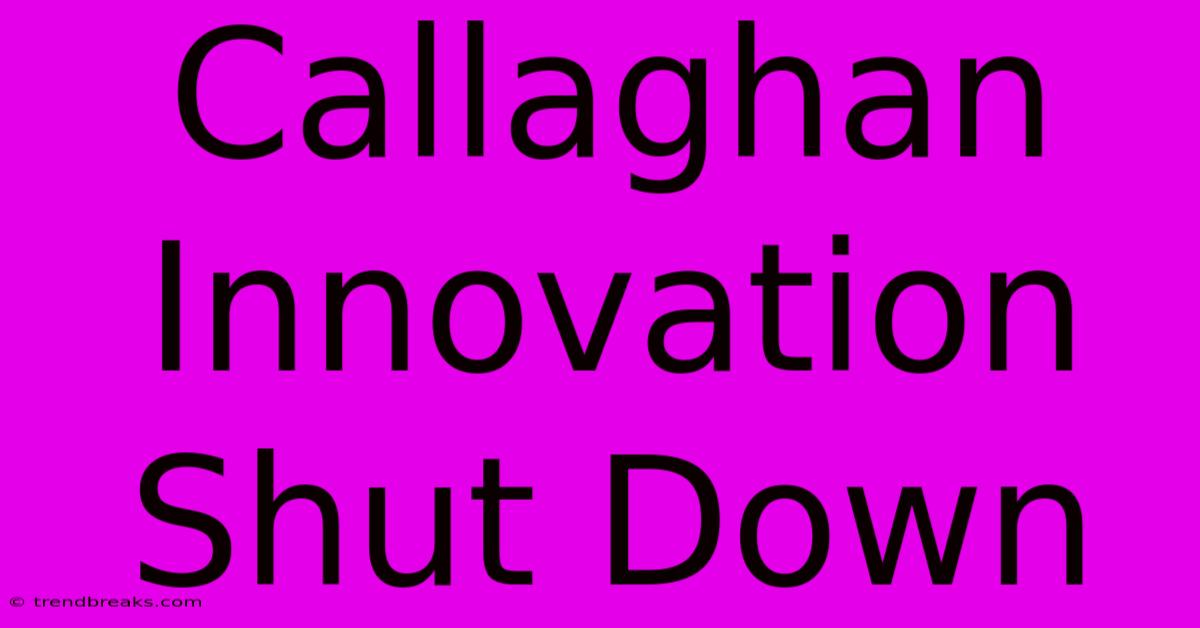 Callaghan Innovation Shut Down