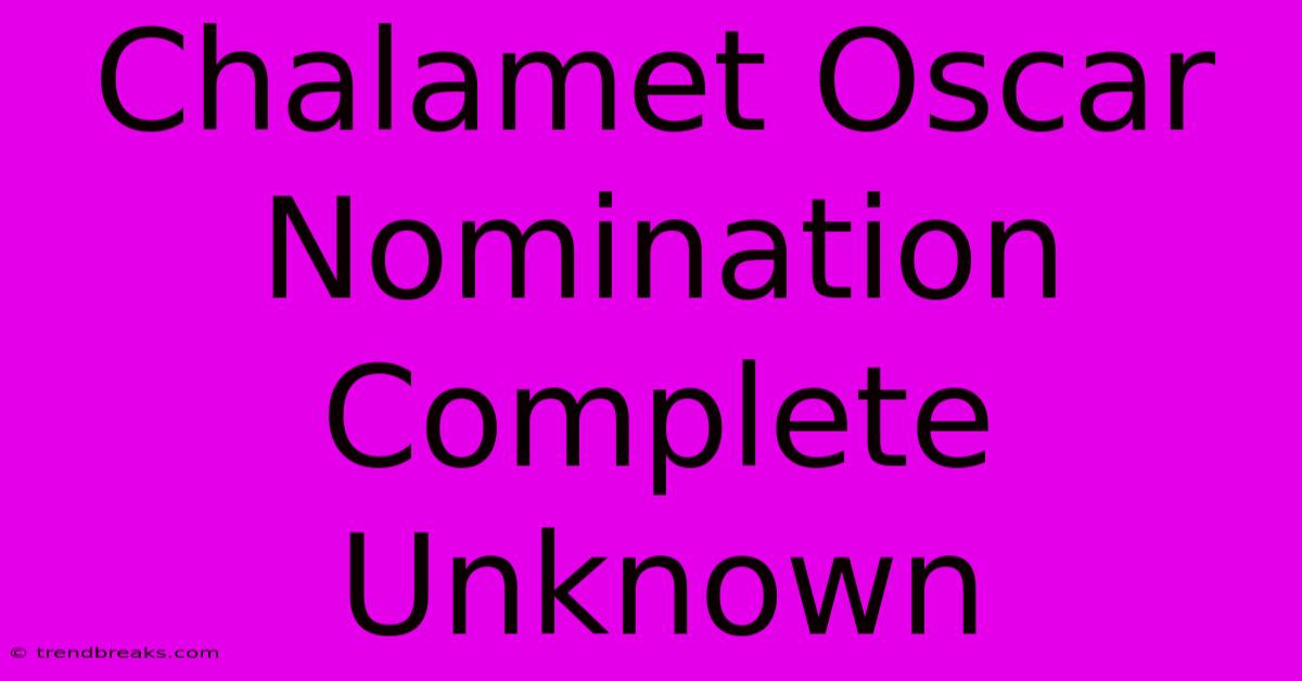 Chalamet Oscar Nomination Complete Unknown