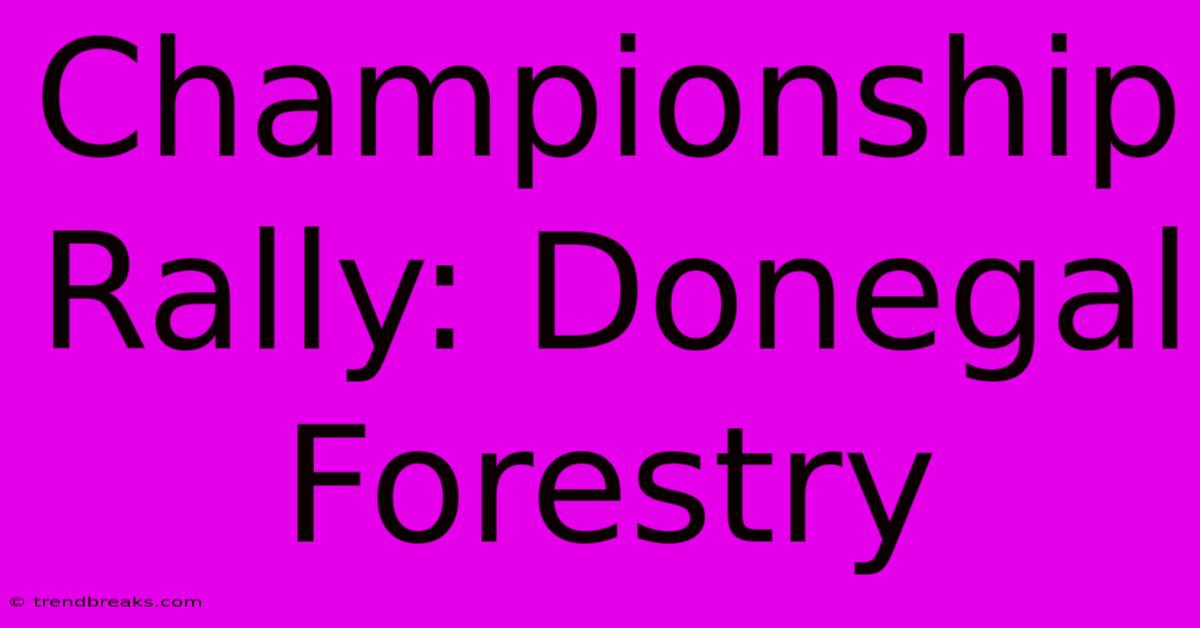 Championship Rally: Donegal Forestry