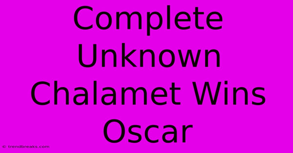 Complete Unknown Chalamet Wins Oscar