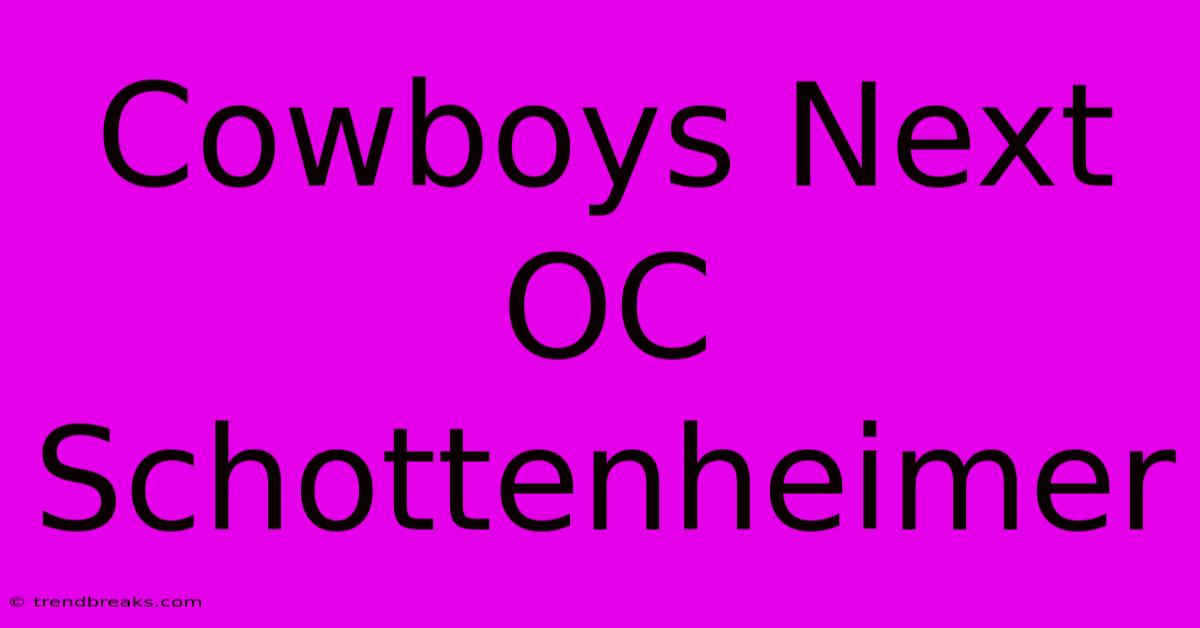 Cowboys Next OC Schottenheimer