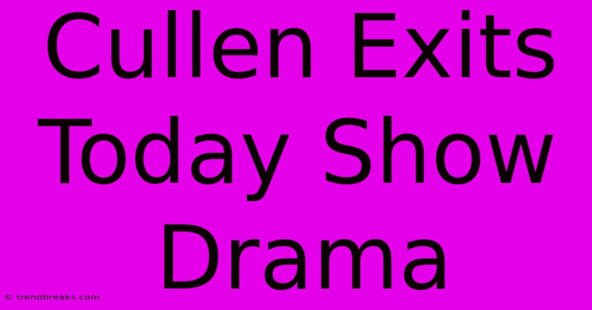 Cullen Exits Today Show Drama