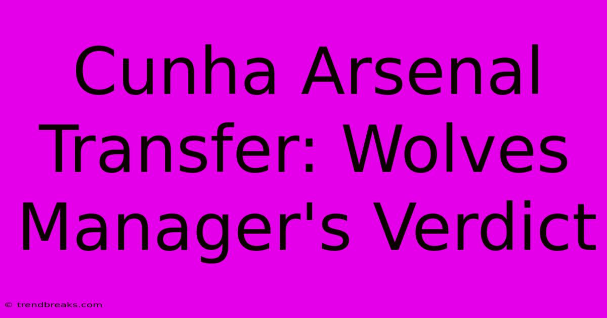 Cunha Arsenal Transfer: Wolves Manager's Verdict