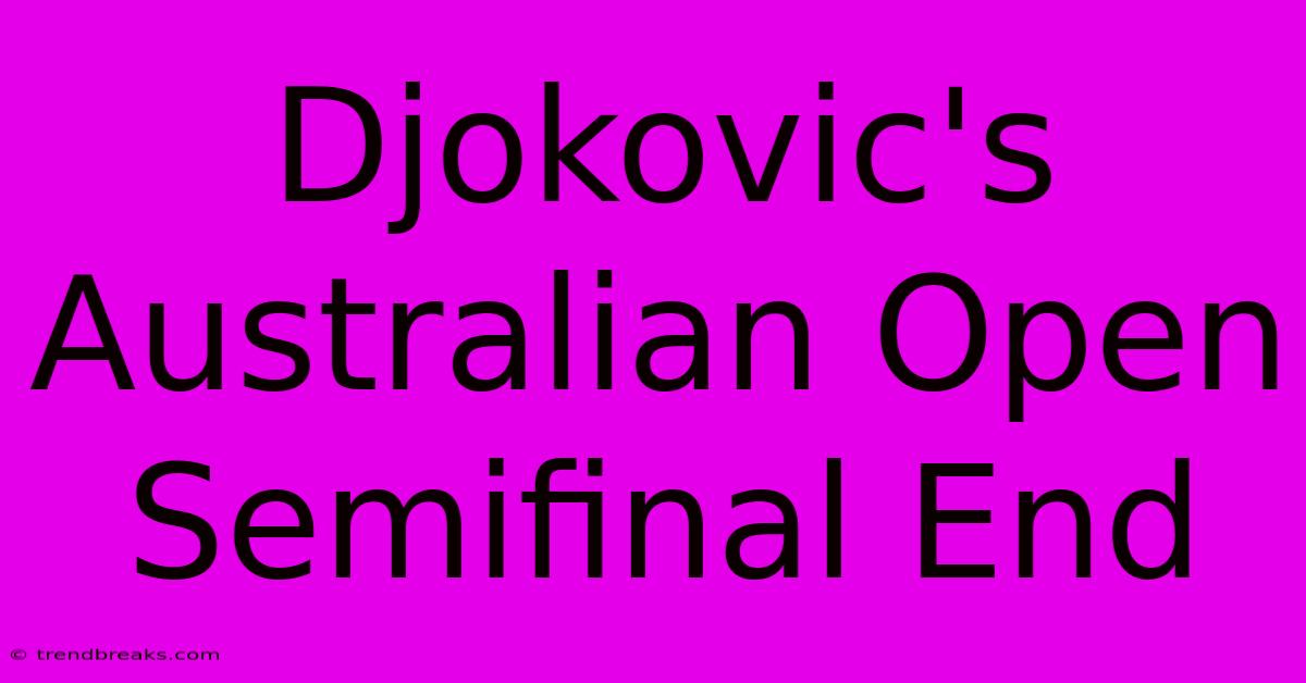 Djokovic's Australian Open Semifinal End