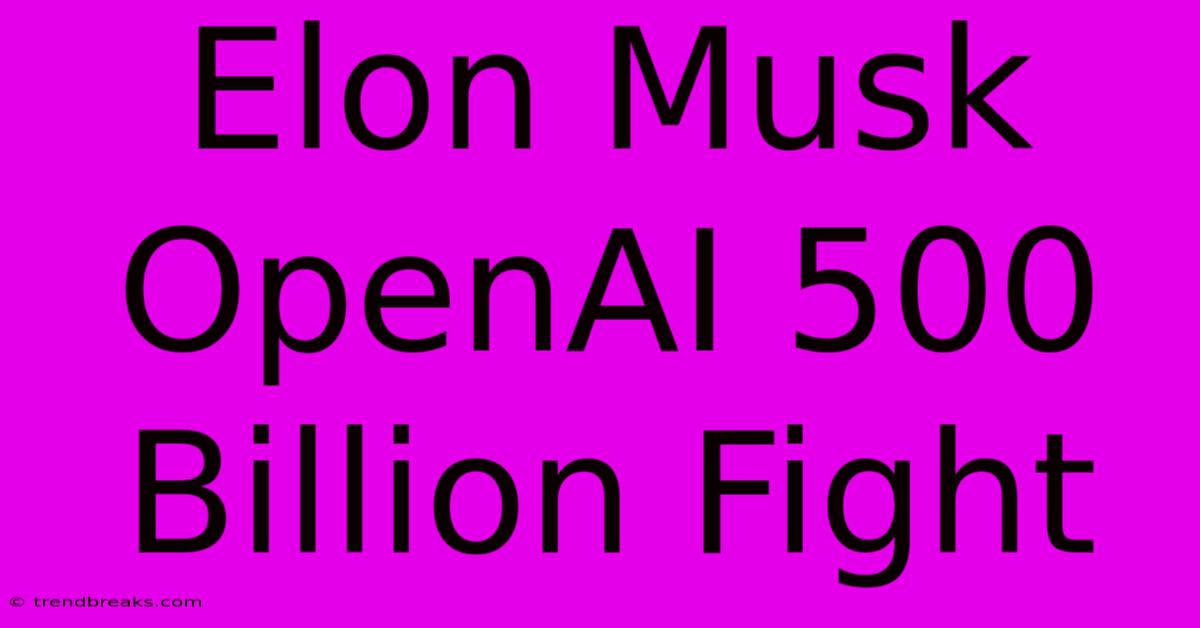 Elon Musk OpenAI 500 Billion Fight