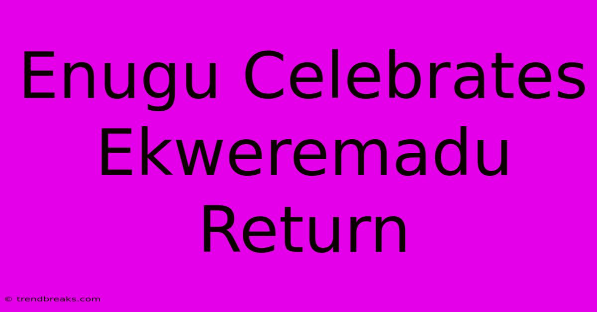 Enugu Celebrates Ekweremadu Return