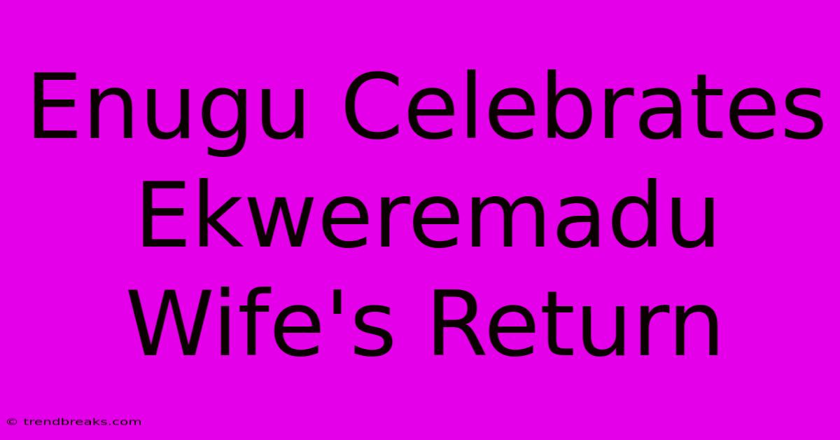 Enugu Celebrates Ekweremadu Wife's Return