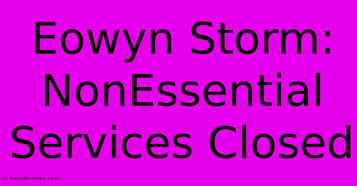 Eowyn Storm: NonEssential Services Closed