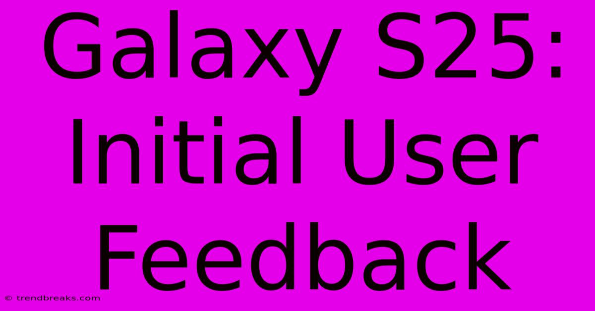 Galaxy S25:  Initial User Feedback