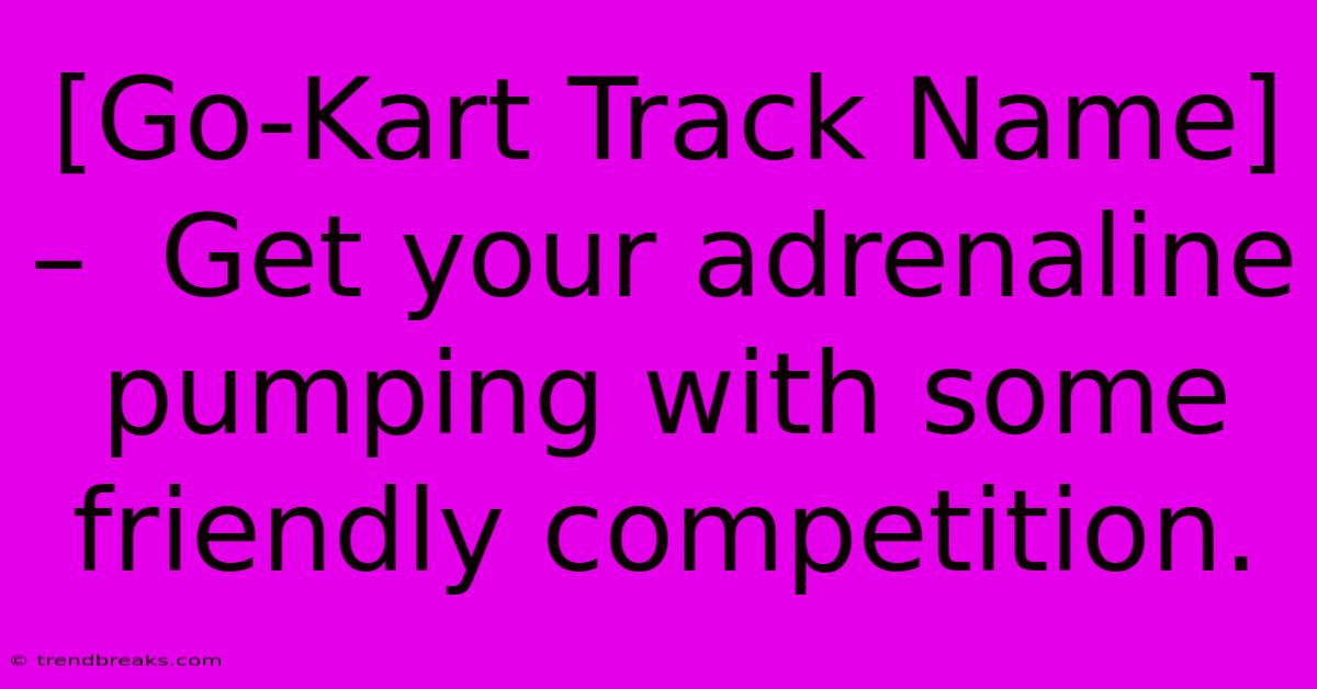 [Go-Kart Track Name] –  Get Your Adrenaline Pumping With Some Friendly Competition.