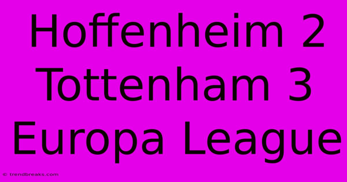 Hoffenheim 2 Tottenham 3 Europa League