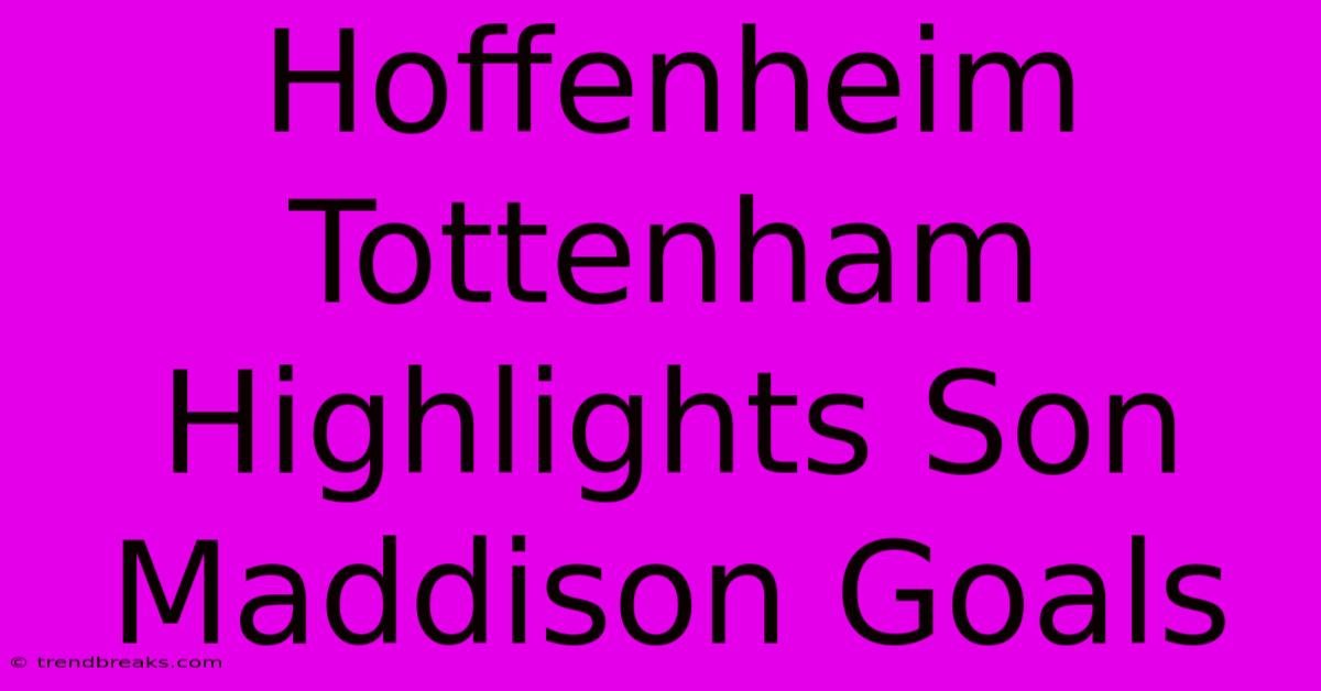 Hoffenheim Tottenham Highlights Son Maddison Goals