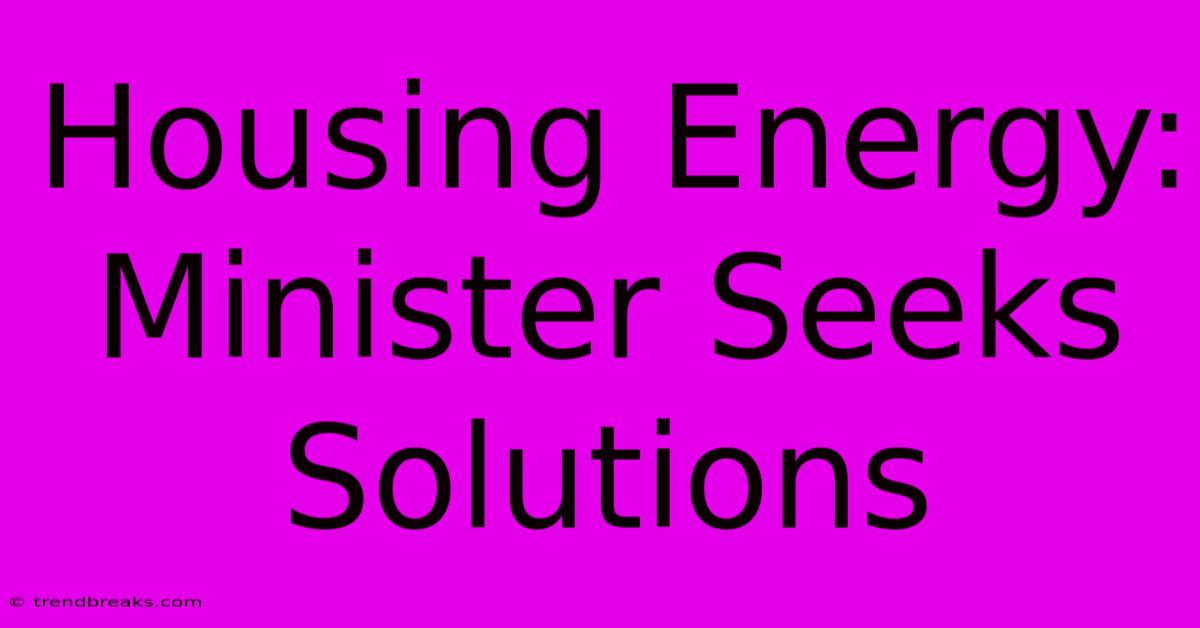 Housing Energy: Minister Seeks Solutions