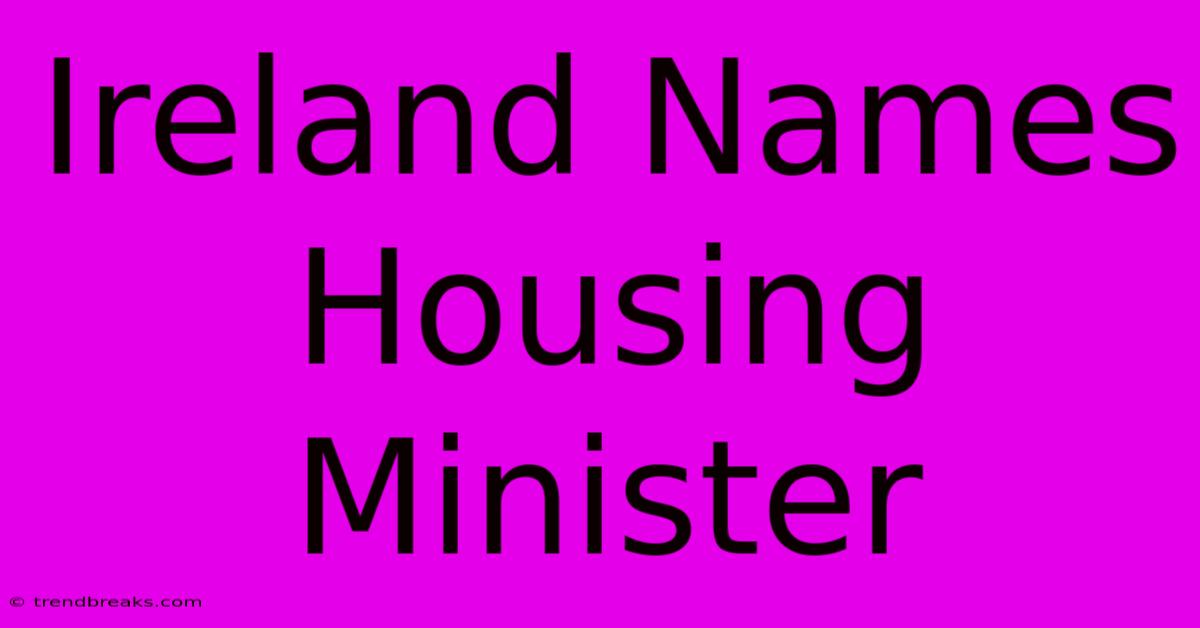 Ireland Names Housing Minister