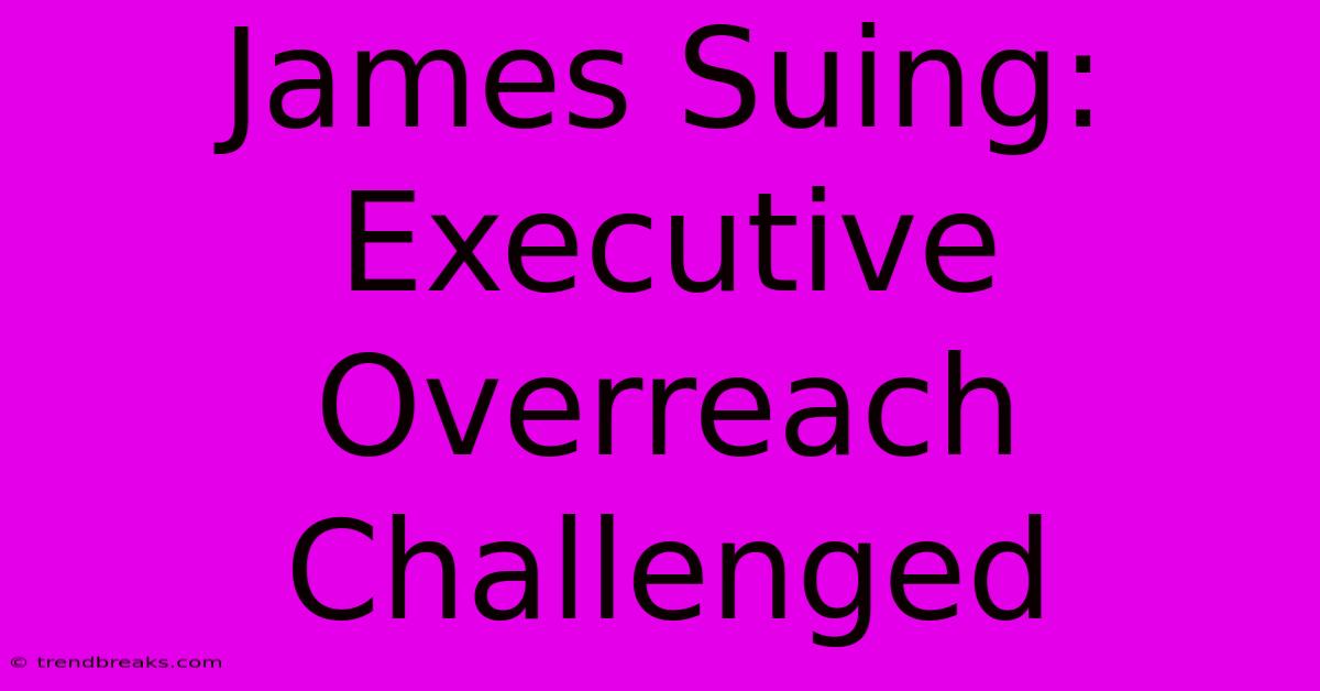 James Suing: Executive Overreach Challenged