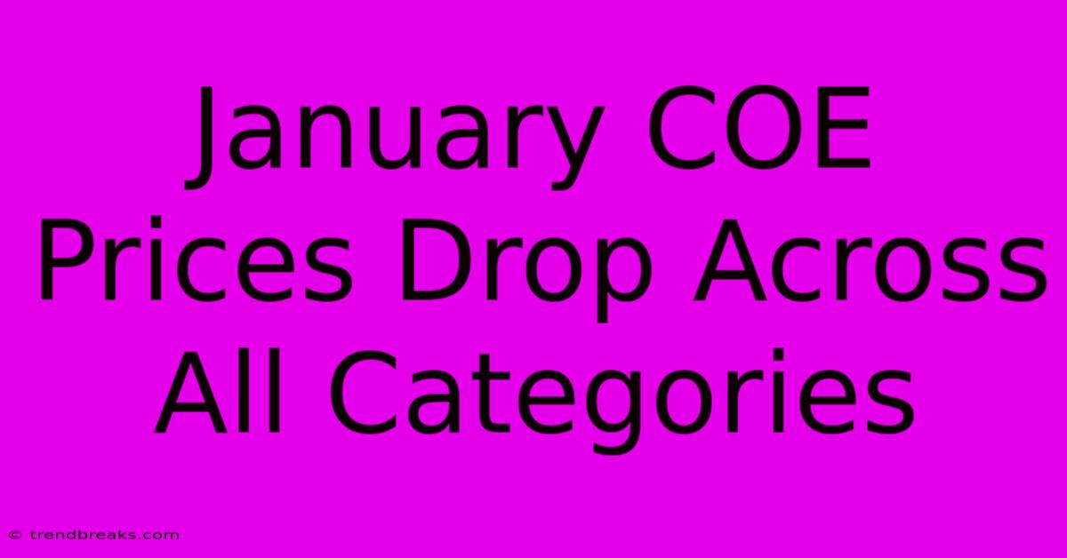 January COE Prices Drop Across All Categories