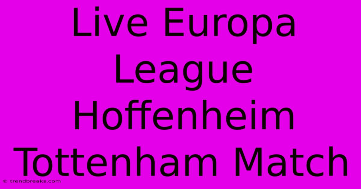 Live Europa League Hoffenheim Tottenham Match