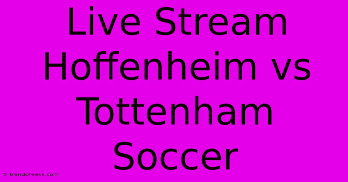 Live Stream Hoffenheim Vs Tottenham Soccer