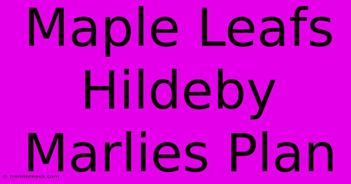 Maple Leafs Hildeby Marlies Plan