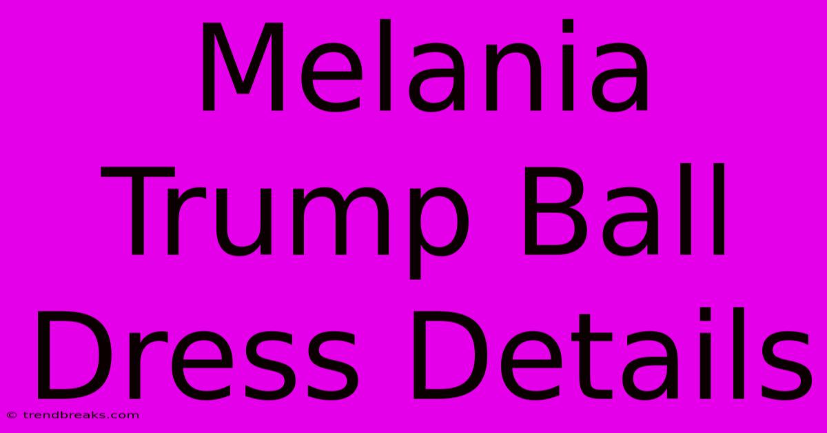 Melania Trump Ball Dress Details