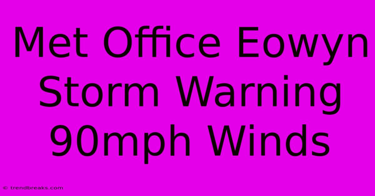 Met Office Eowyn Storm Warning 90mph Winds