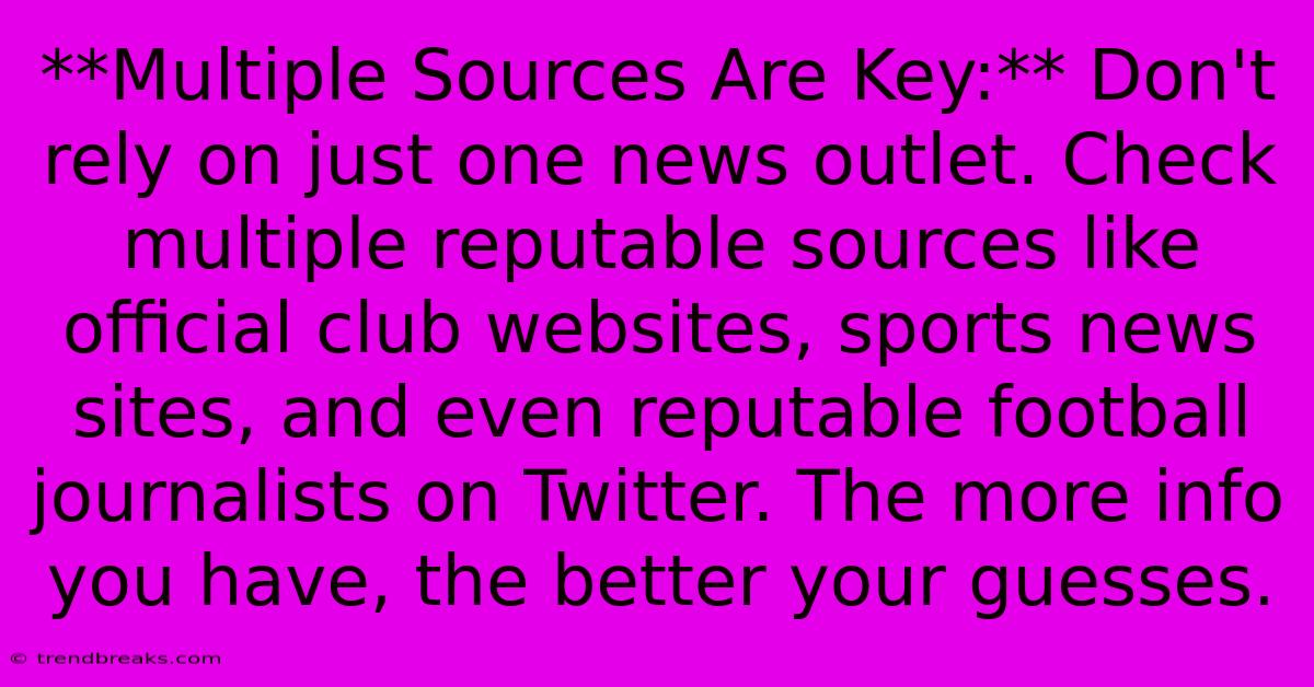 **Multiple Sources Are Key:** Don't Rely On Just One News Outlet. Check Multiple Reputable Sources Like Official Club Websites, Sports News Sites, And Even Reputable Football Journalists On Twitter. The More Info You Have, The Better Your Guesses.