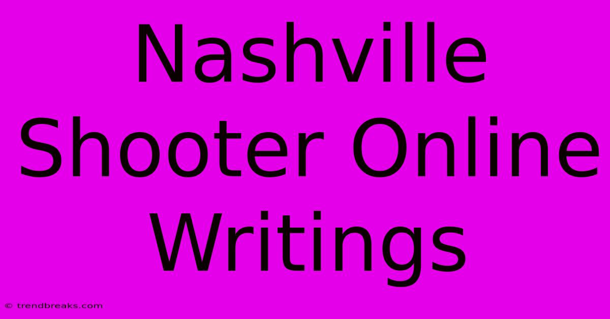 Nashville Shooter Online Writings