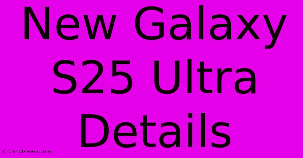 New Galaxy S25 Ultra Details