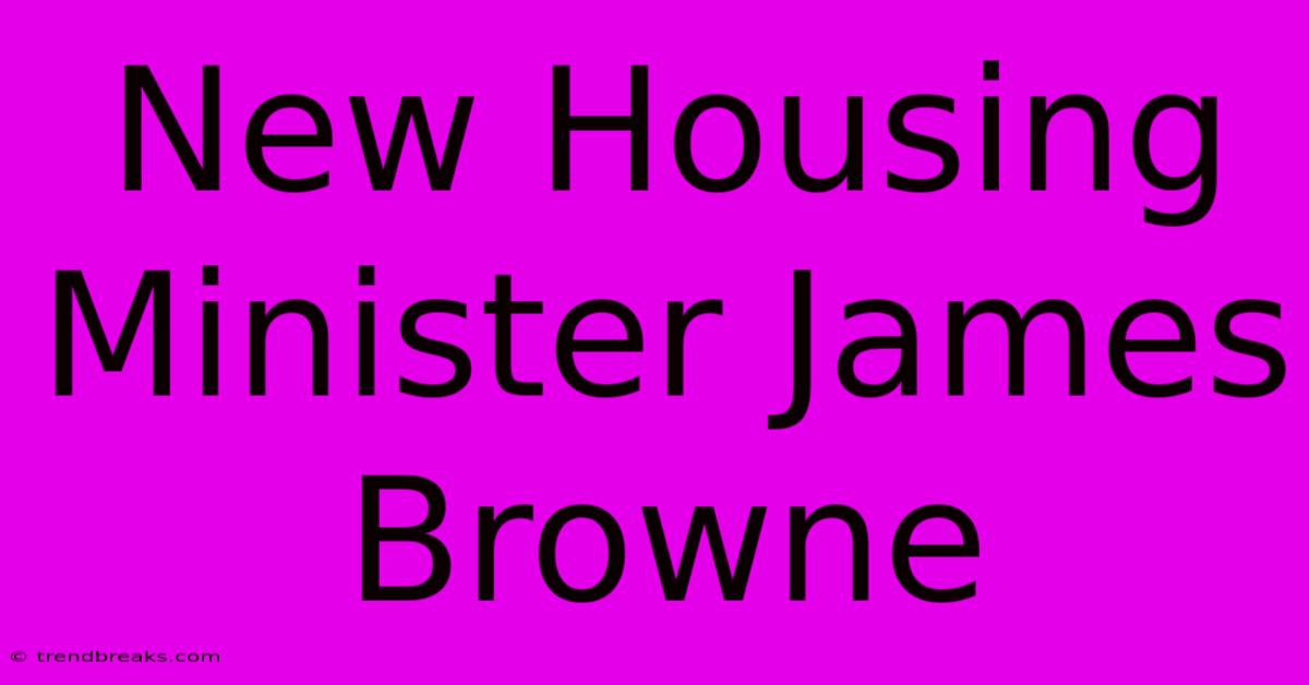 New Housing Minister James Browne