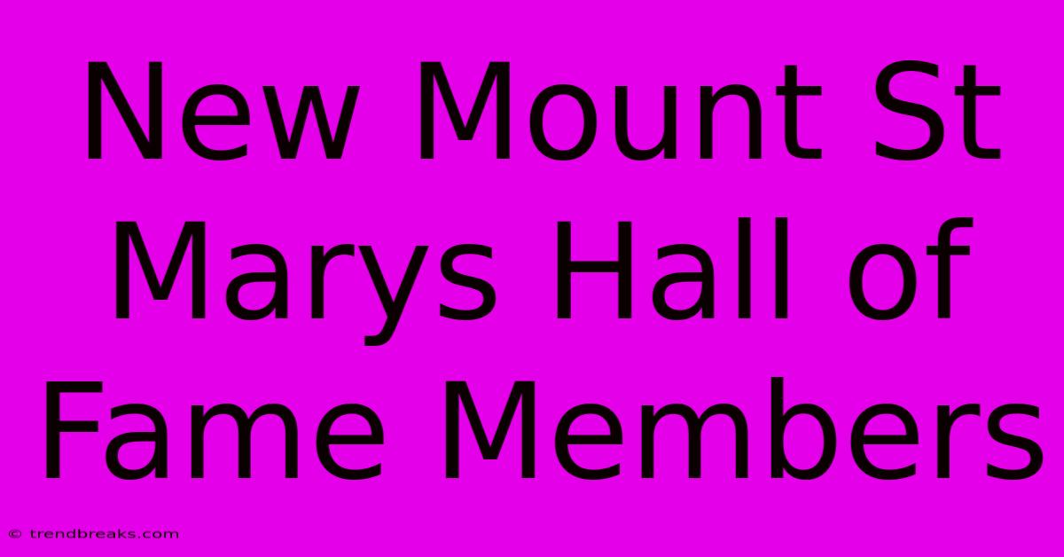 New Mount St Marys Hall Of Fame Members