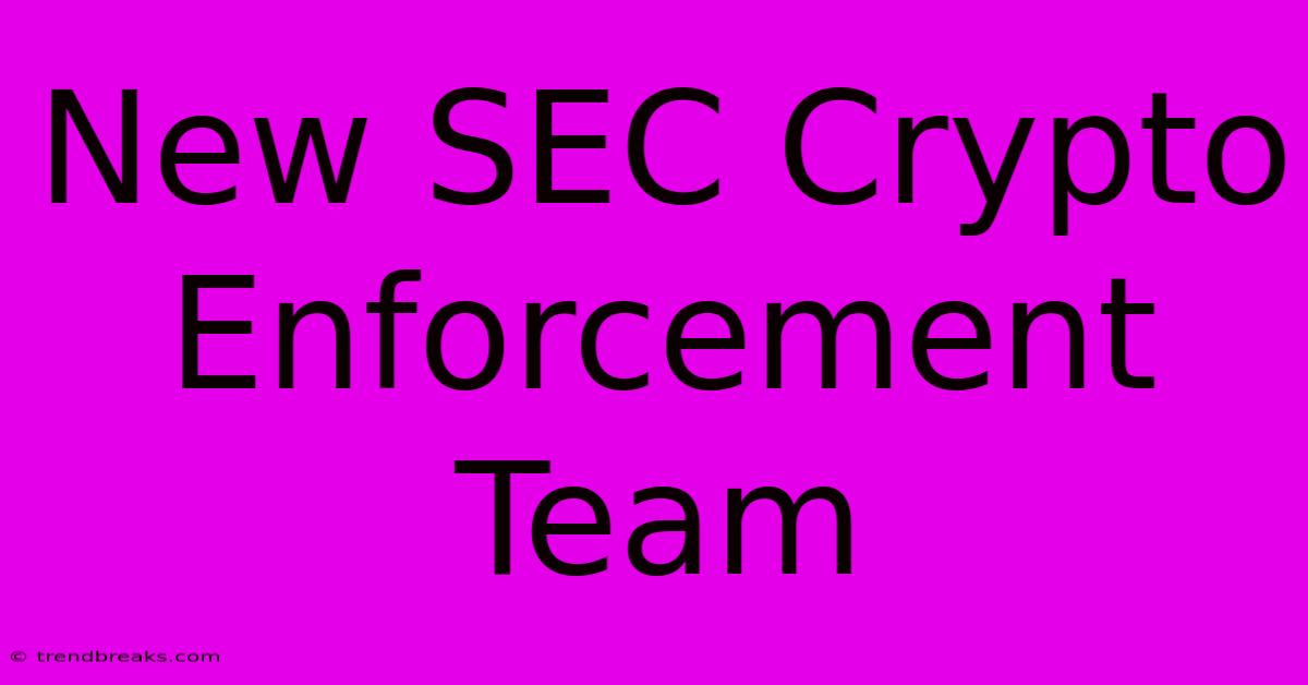 New SEC Crypto Enforcement Team