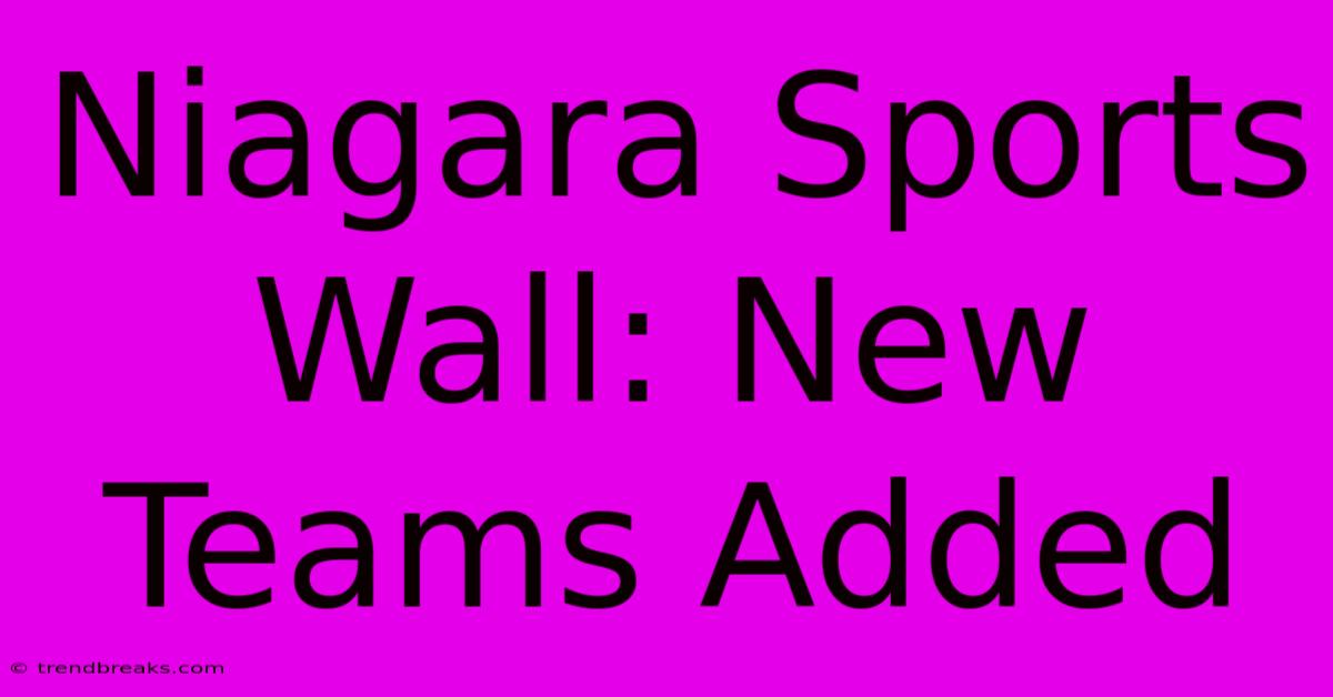 Niagara Sports Wall: New Teams Added