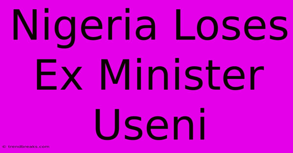 Nigeria Loses Ex Minister Useni