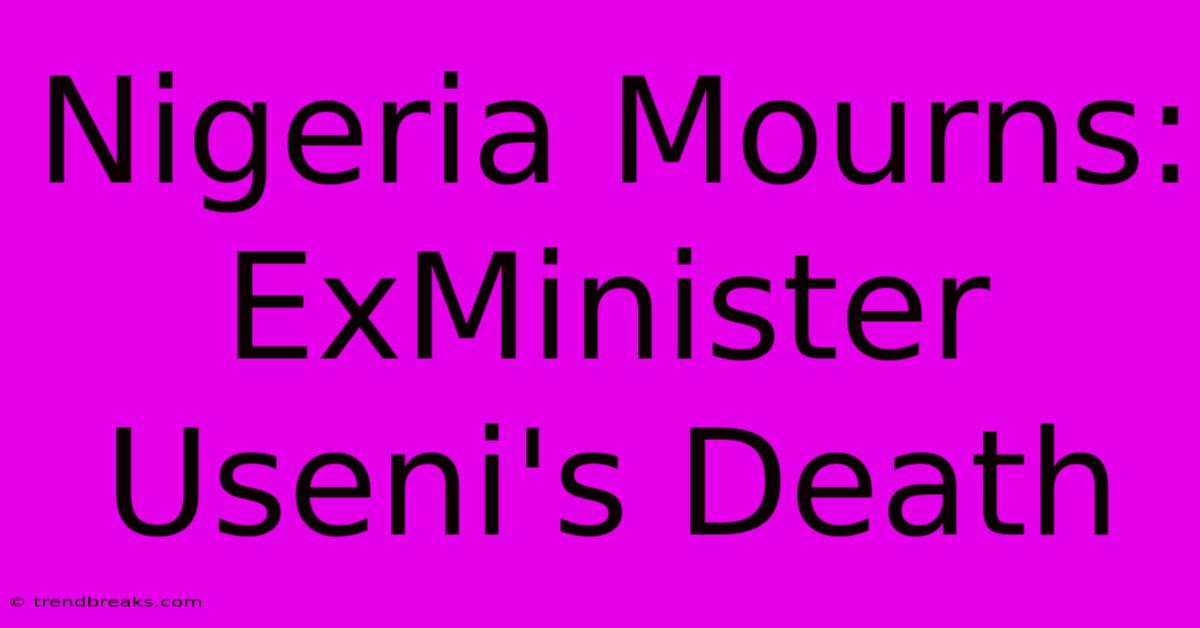 Nigeria Mourns: ExMinister Useni's Death