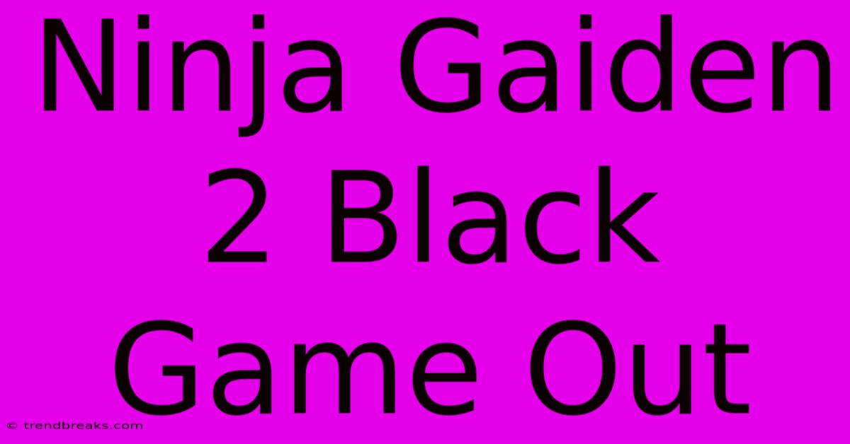 Ninja Gaiden 2 Black Game Out