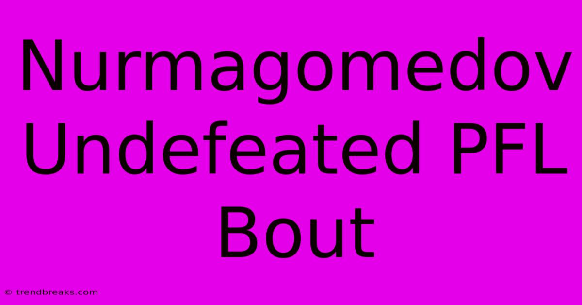 Nurmagomedov Undefeated PFL Bout