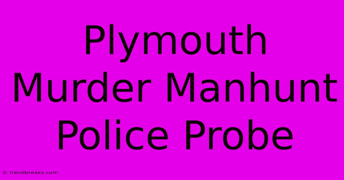 Plymouth Murder Manhunt Police Probe