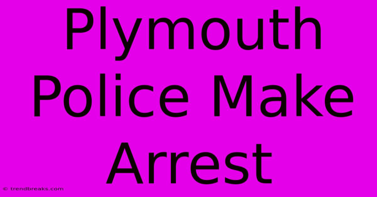 Plymouth Police Make Arrest  