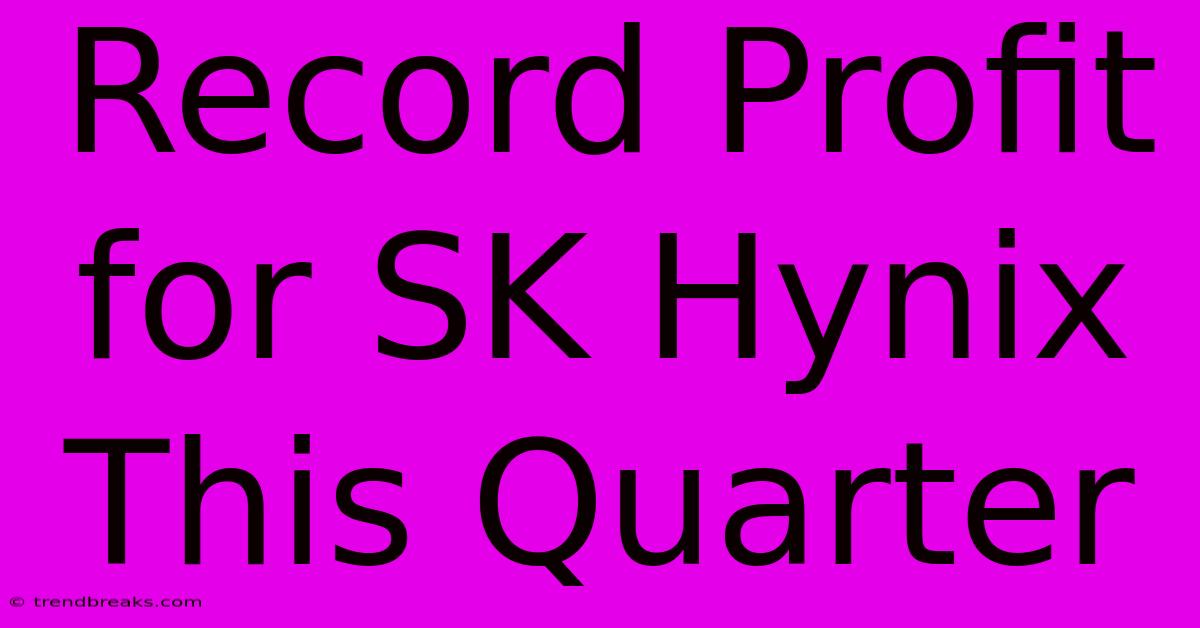 Record Profit For SK Hynix This Quarter